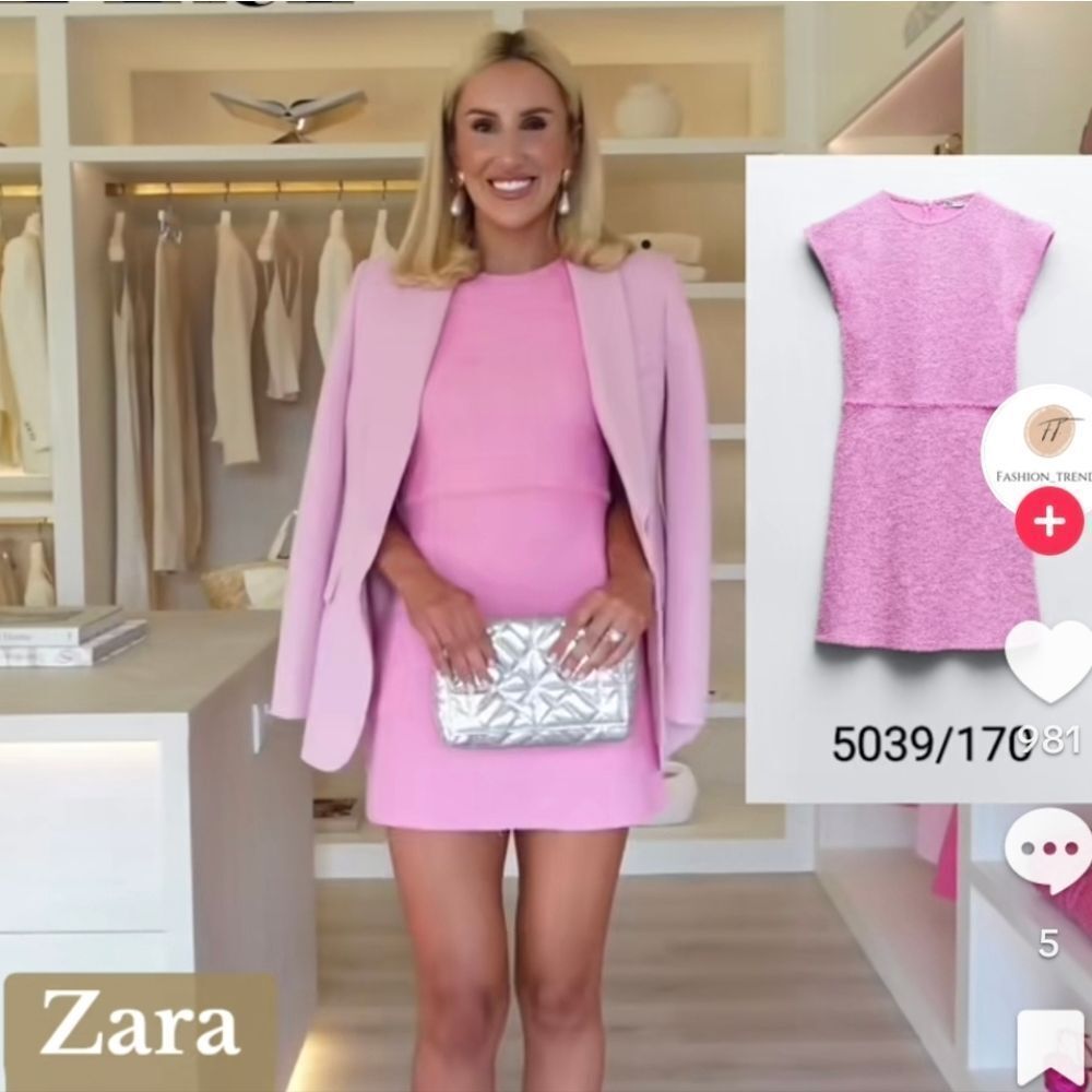 Zara Pink Tweed Mini Dress